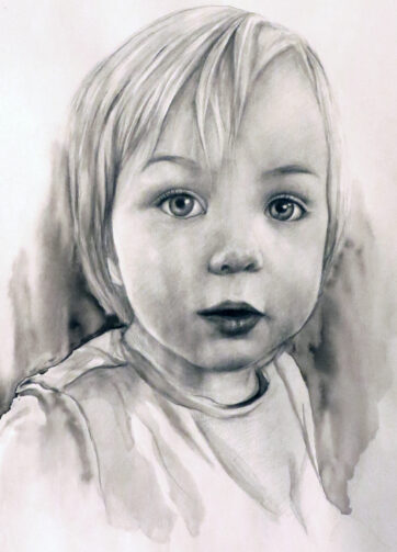 Portret czarno-biały - ołówki/węgiel/grafit/tusz