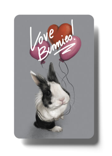Magnes dekoracyjny z królikiem trzymającym baloniki